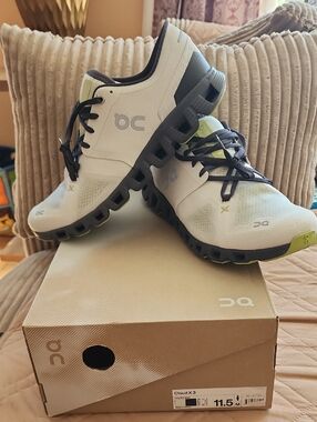 On Running Cloud X3 Men's White Gray Black with Lime Accents